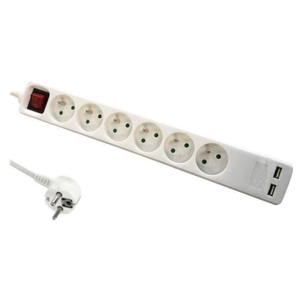 DLH Coupe-circuit DY-WU2941W - 3680 W - Entrée : alimentation - 6 Connecteurs de sortie - 1.4 m - Bl