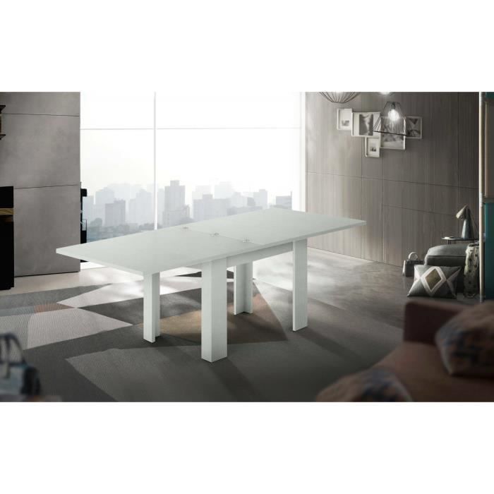 table à rallonge dmora otto - mélèze blanc brillant - rectangulaire - 8 places
