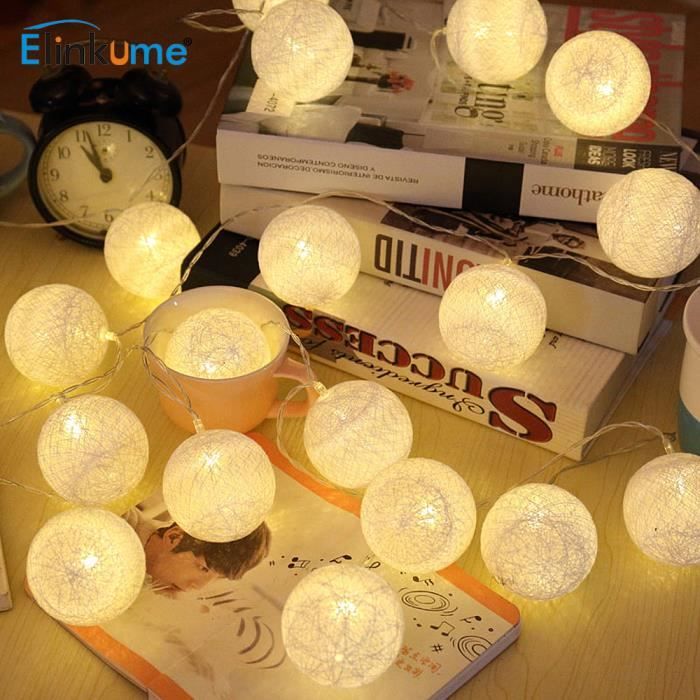 Guirlande Lumineuse Coton Boule,3M 20 Led Boules Guirlande Lumineuse  Alimenté Batterie Usb Eclairage \U200Bintérieur,Fairy Gl[H8253] - Cdiscount  Maison