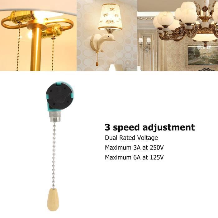 Interrupteur à Chaînette De Remplacement - Pour Ventilateur Plafond, Luminaire - 4 Fils - Or - Courant 6A/3A - Longueur Fil 10 Cm