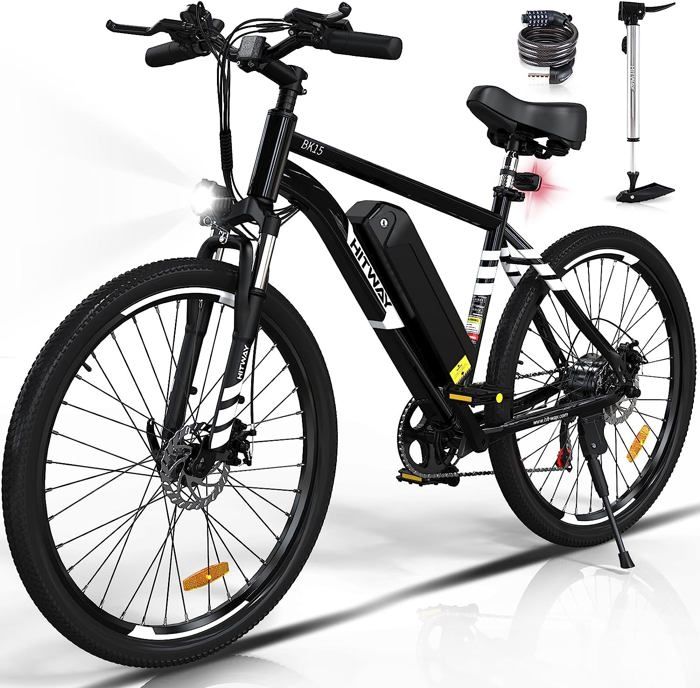 HITWAY Vélo électrique 26 Noir Moteur 250W,E-Bike avec Batterie