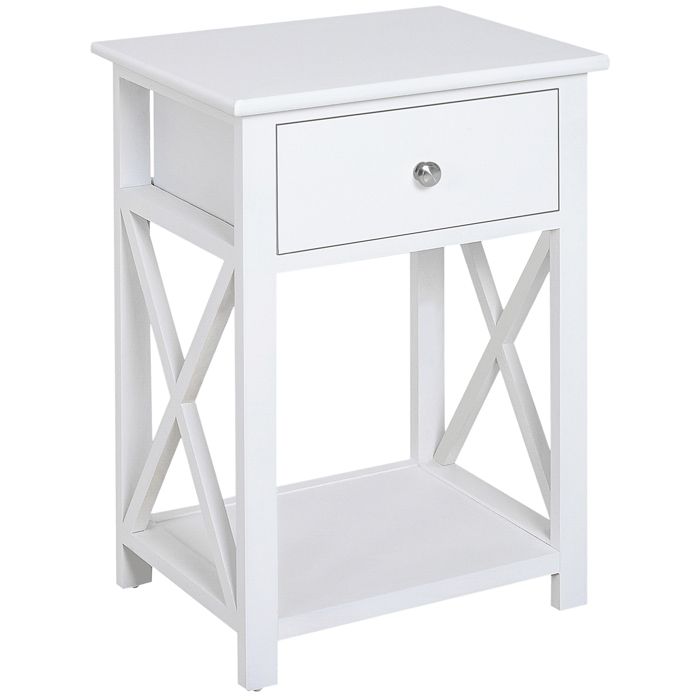 HOMCOM - table de chevet - MDF - 40x30x55cm - Blanc