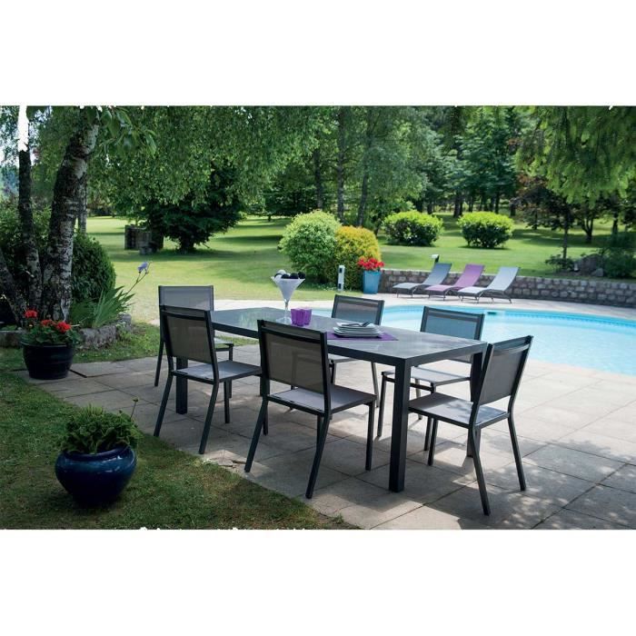 Salon De Jardin Avec Rallonge Et Chaises Gris Perle 135 270 Cm X D 90 Cm X H 75 Cm Achat Vente Ensemble Table Et Chaise De Jardin Salon De Jardin Avec Rallonge Cdiscount