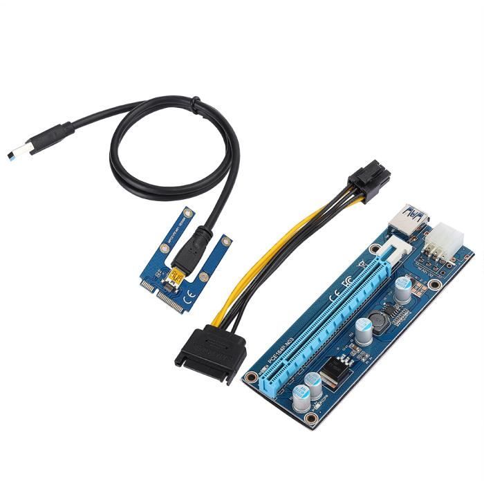 Riser PCI Express 1 Port PCI-E 1x / 16x - SOUPLE Pour Monter Une Carte 16x Sur Un Port 1x