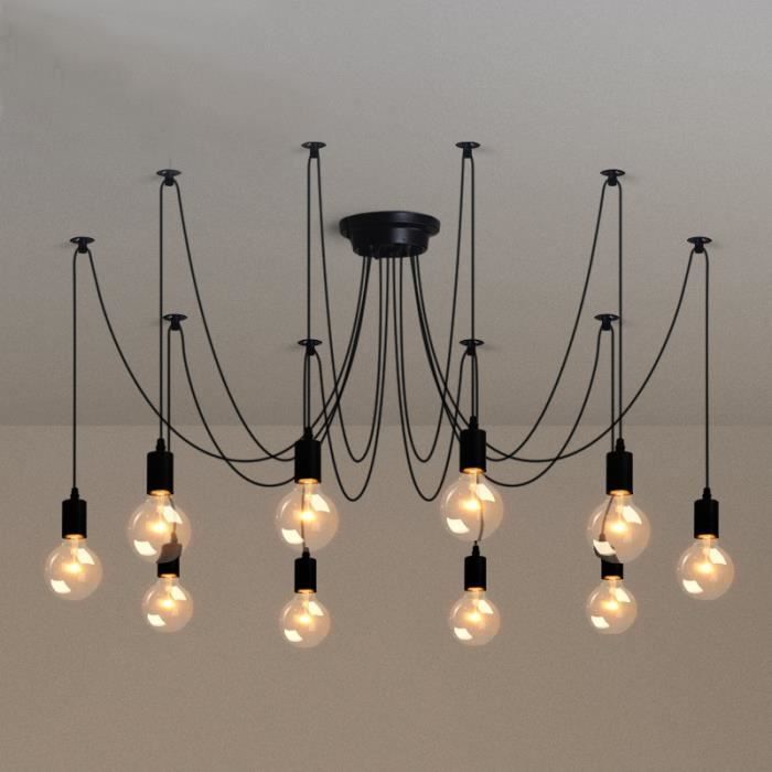 Lustre Araignée Vintage Réglable DIY – Suspension Métal Avec Douille E27, Style Rétro Pour Salon Ou Chambre