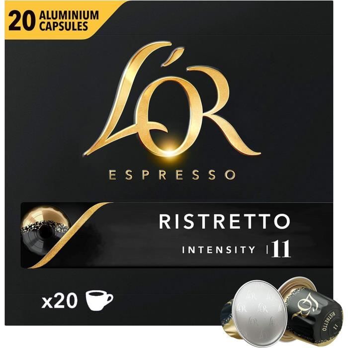 LOT DE 6 - L'OR - Ristretto Intensité 11 - 20 capsules de café compatibles Nespresso