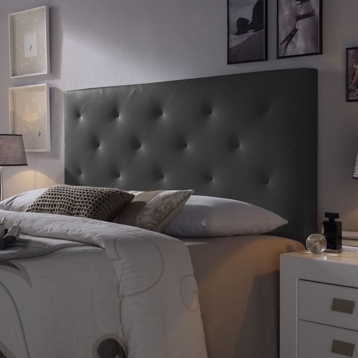 T&ecirc;te de lit Rombo 140x60 cm Noir, rembourr&eacute;e de Mousse - noir
