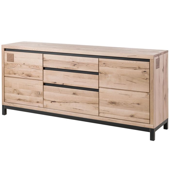 Buffet bas Chêne sauvage beige huilé massif 190x45x85 cm (BxTxH) bois massif VILLANDERS #251 Buffet bas Chêne sauvage beige huilé massif 190x45x85 cm (BxTxH) bois massif VILLANDERS #251