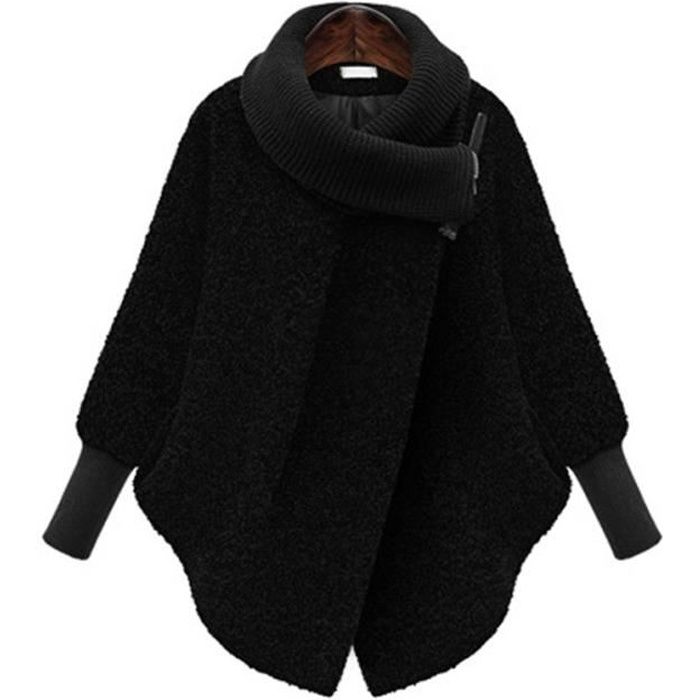 manteau laine femme noir