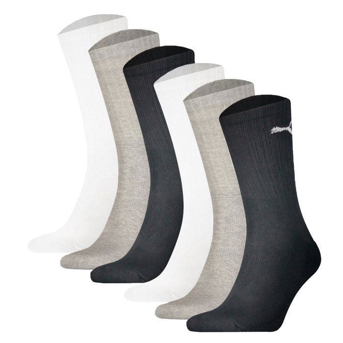 Puma Chaussettes Mixte - uni Paquet de 6 PUMA UNISEX SPORT CREW 6P ECOM