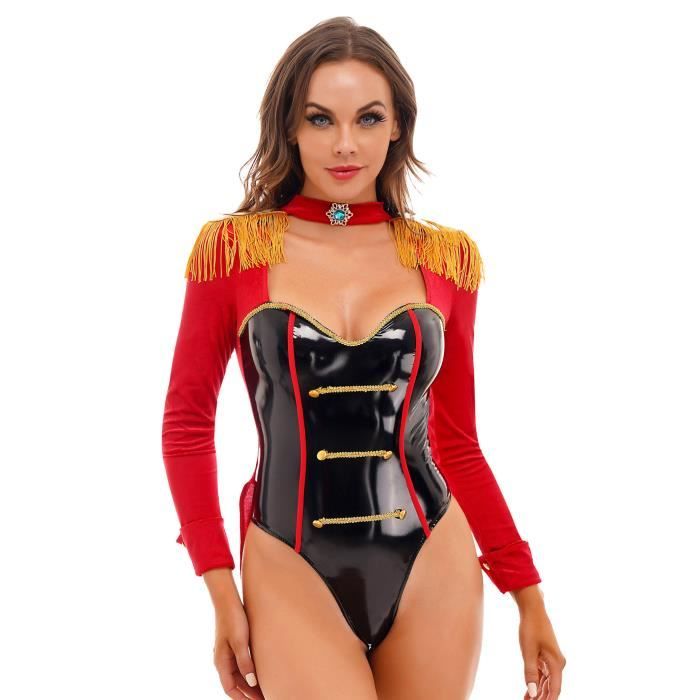 dPois Justaucorps Cirque Ringmaster Femme Manches Longues Body Danse