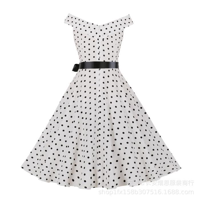 femme robe cocktail soiree vintage retro annee - blanc nystore