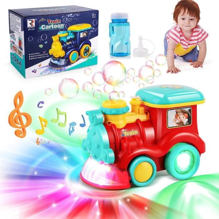 Machine à Bulles Goenb - Train Musical Lumineux - Tondeuse à Bulles Enfants 1-6 Ans - Cadeau Fête