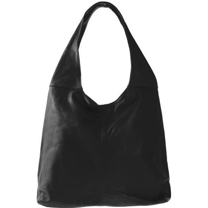 sac à main bandoulière femme en cuir souple noir