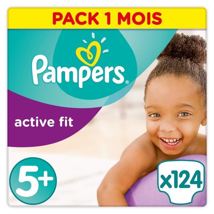 Pampers Active Fit Taille 5+, 1325 kg 124 Couches Pack 1 Mois
