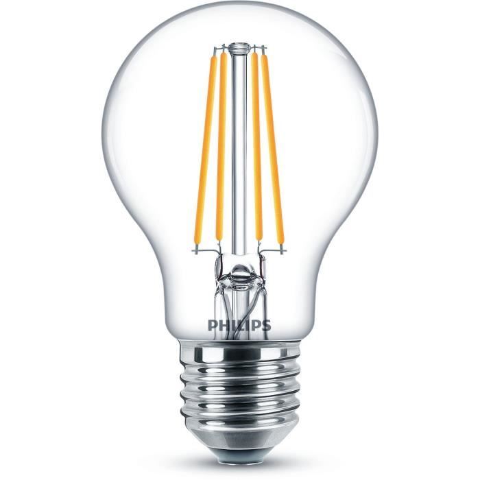 Ampoule standard LED PHILIPS Non dimmable E27 60W Blanc Chaud