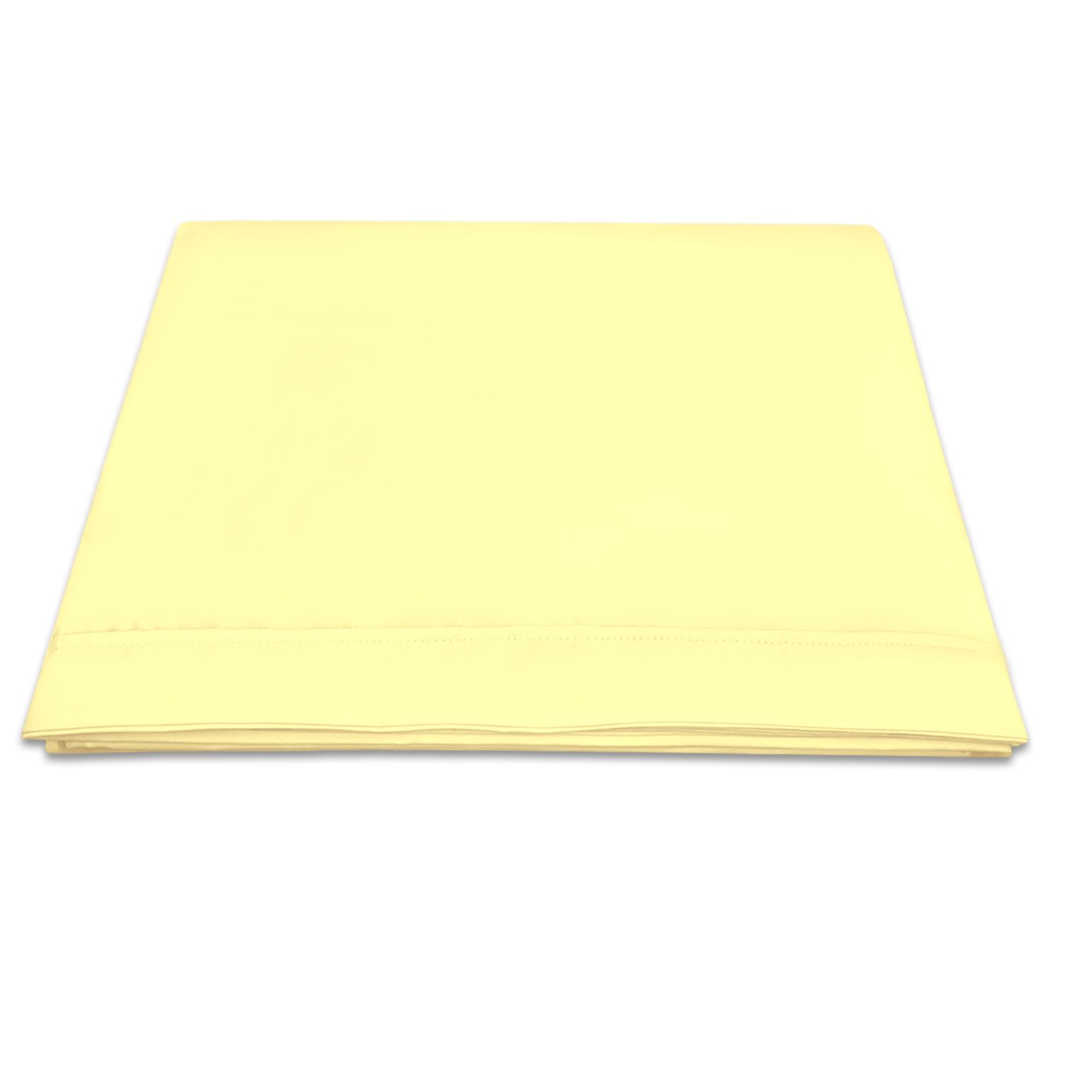 Drap plat - PIZUNA - Pizuna - Satin de coton mercerisé 400 fils - 240 x 280 cm - Jaune passepoilé