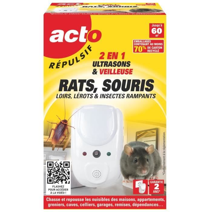 Répulsif Ultrasons & Électromagnétiques ACTO 60m²