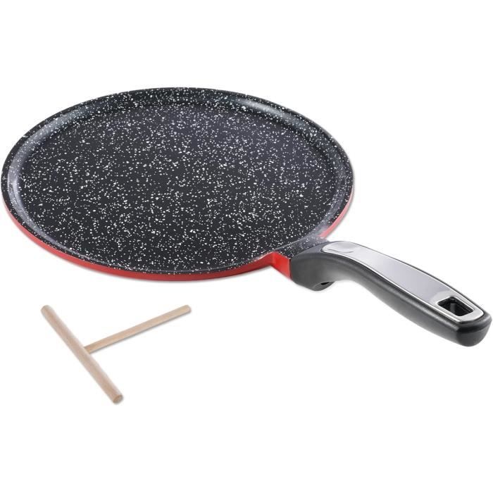 Poêle à Crêpes En Céramique Antiadhésive 30 Cm - Poignée Amovible - Compatible Tous Feux