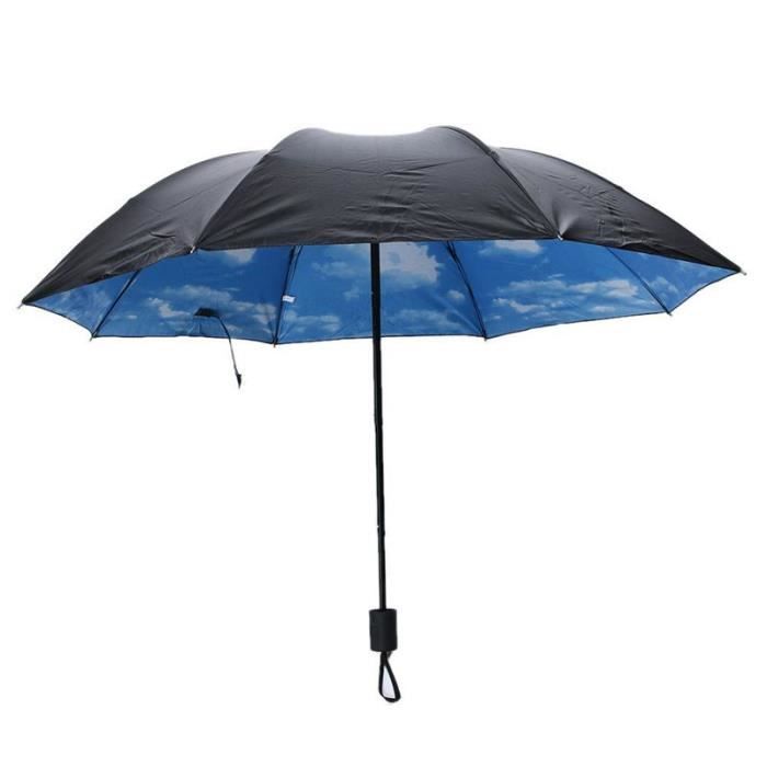 porte-parapluie en alliage daluminium rev/êtement anti-UV de colle noire mini parasol de voyage avec poign/ée de confort 8 c/ôtes parapluie pliant compact de haute qualit/é Parapluie solaire anti-UV