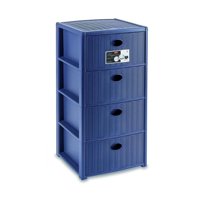 commode - stefanplast - elegance - 4 tiroirs - bleu - 40 x 40 x 79 cm