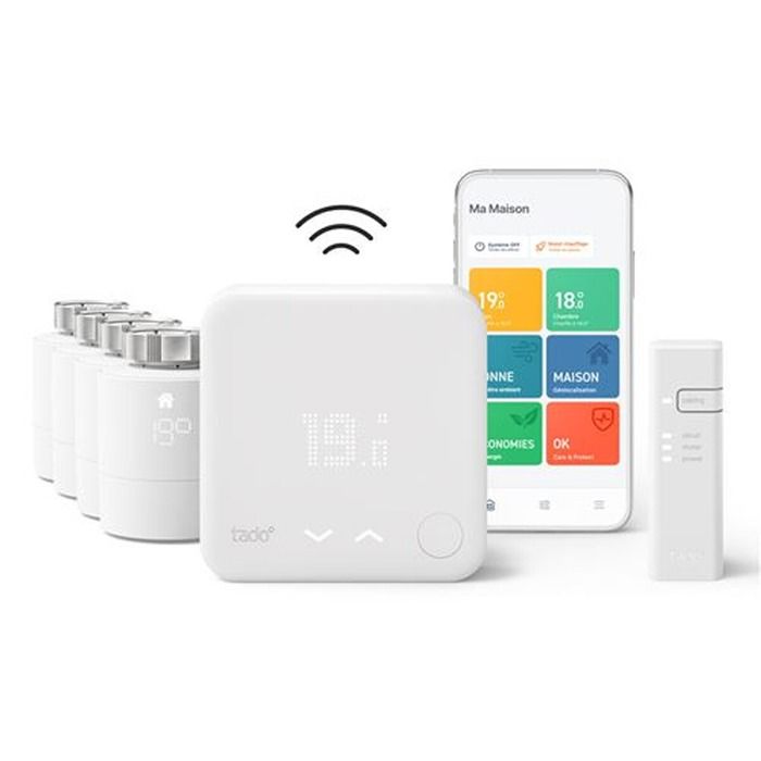 Kit de Démarrage Thermostat Connecté et Intelligent sans fil Tado V3+ et 4 têtes thermostatiques - vue 2