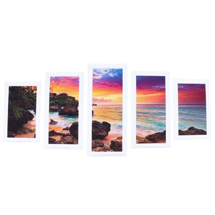 Toile De Plage Abstraite EPHANY – 5 Pièces, Art Mural Paysage, 40x20 Pouces, Neuve