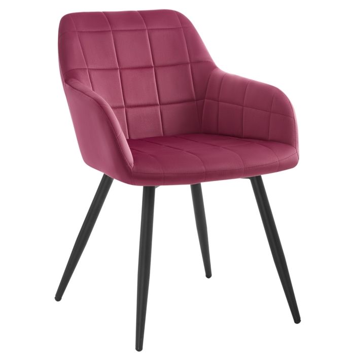 WOLTU Chaise de salle à manger siège bien rembourré en velours Chaise de cuisine pieds en métal Bordeaux