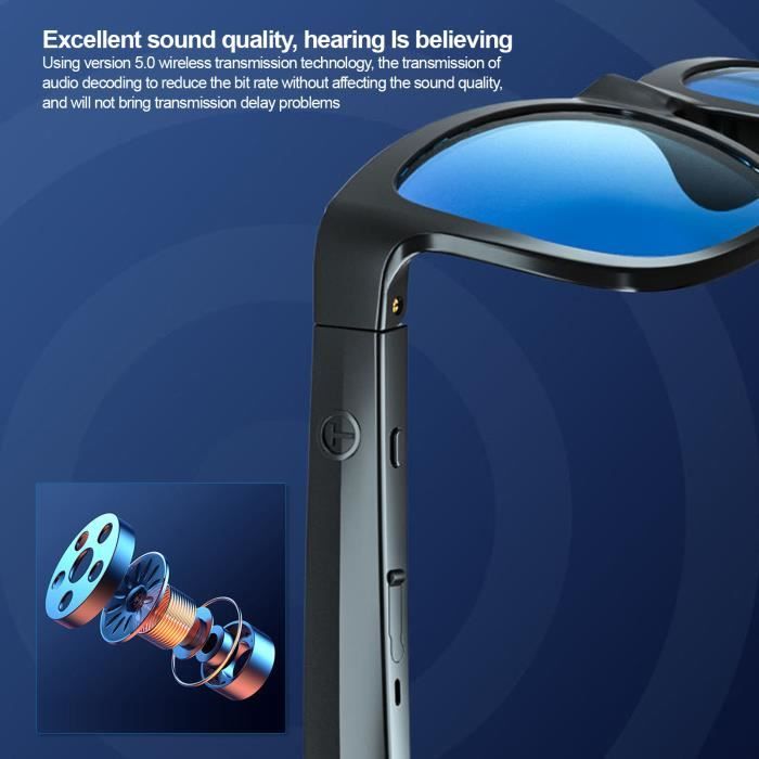 Lunettes Audio - FDIT - Modèle Bluetooth 5.0 - Résistantes à la lumière bleue - IP67 Étanches