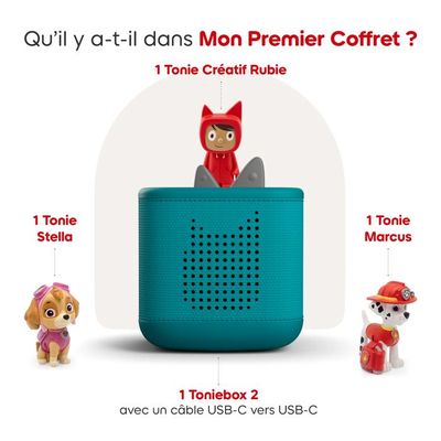 Toniebox 2 Pack – Boîte à Histoires Sans Écran Pour Enfants 1 à 9 Ans, Avec Vaiana, Elsa, Ariel, Cendrillon – Coffret Rouge