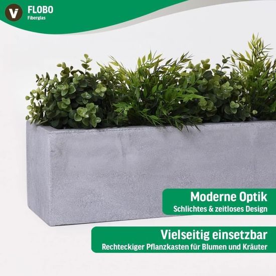 Jardinière Balcon FLOBO Anthracite - Fibre De Verre 100x17x15cm, 26L