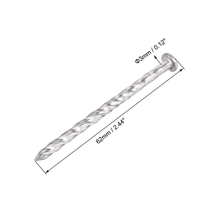 100 Pointes à Spirale Uxcell - Acier, 53mm X 2mm (L X D) - Pour Cloueur