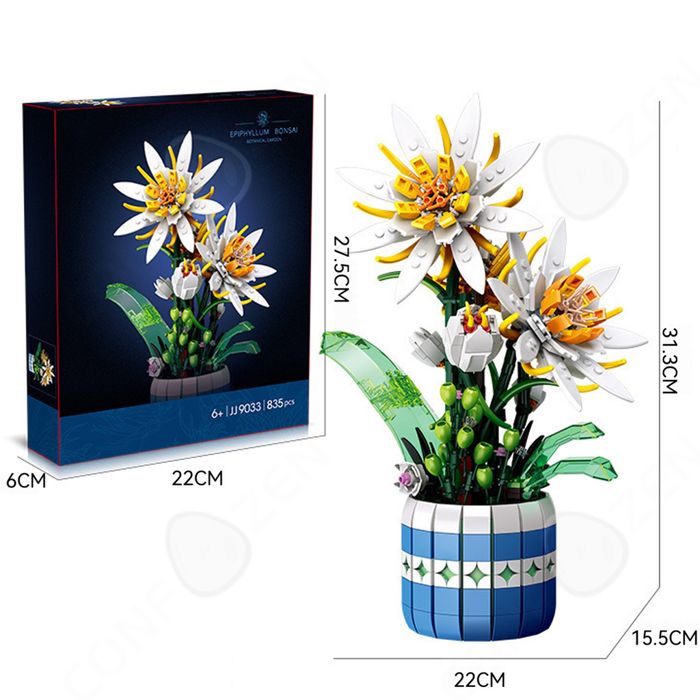 Charmofun Kit De Construction Bouquet De Fleurs – 1064 Pièces + LED – 12 Fleurs – Cadeau Fête Des Mères, Anniversaire, Noël
