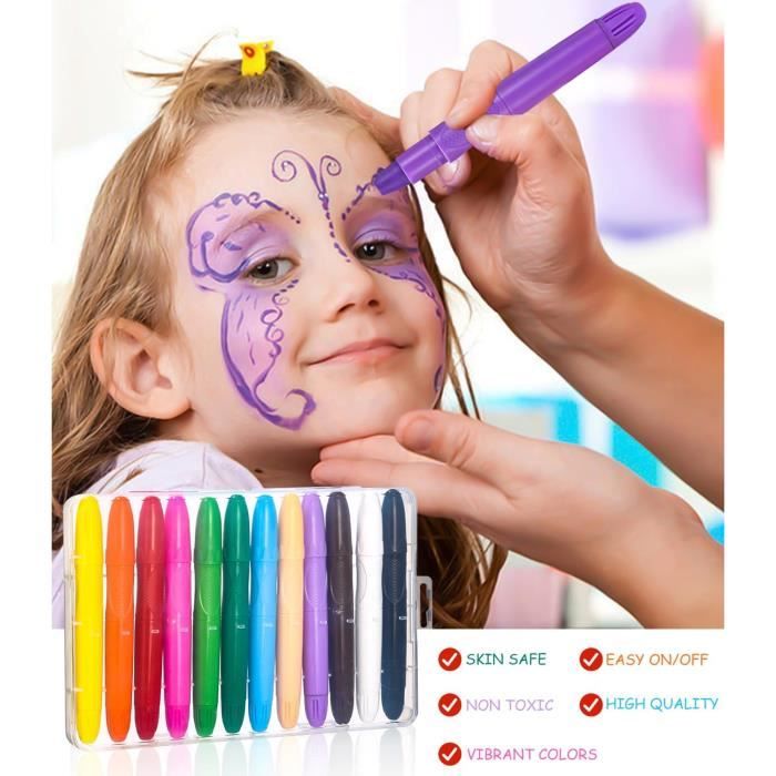 Visage Peinture, 12 Couleurs Crayon Maquillage Enfant, Maquillage pour  Enfant