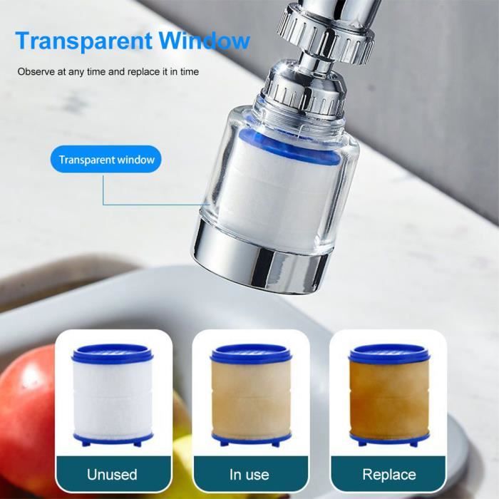 Filtre à Eau Pour Robinet De Cuisine - Purificateur Rotatif 360°