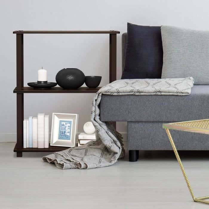 Étagère Tournante Furinno 3 Niveaux - Rangement Pratique Design Hêtre Et Blanc