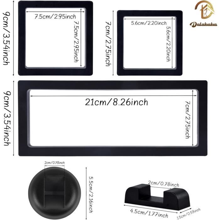 Présentoir Flottant 3D - Lot De 4 Cadres Pour Boucles D'oreilles Ou Petits Objets - Noir, Matière PP
