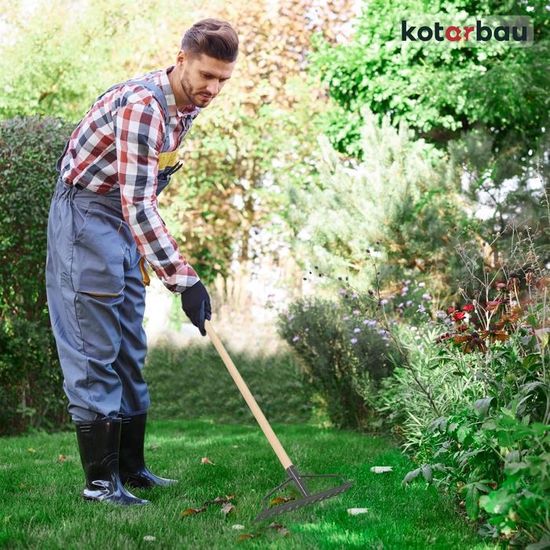Râteau à Feuilles KOTARBAU En Fil D'acier - Largeur 43 Cm, Dents 20 Cm - Pour Jardin Et Ramassage Efficace