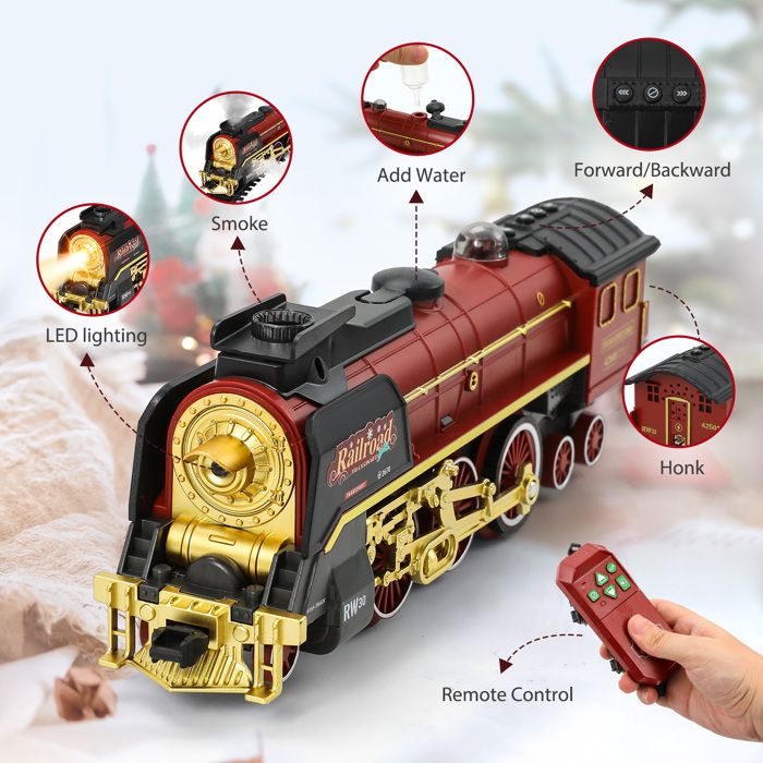 Jouet Train Avec Rails Modulables Train Electrique Enfant Train Electrique Noel, Train De Noël Autour Du Sapin De Noël, Train Suspendu De Noël, Train Jouet Pour Enfants Avec Sons, Cadeau Train De