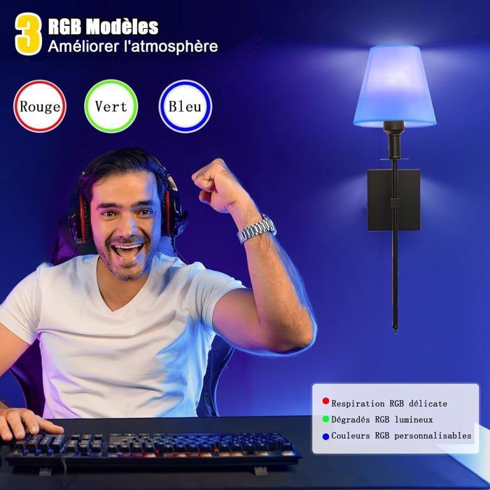 Lampe Lecture Applique Murale LED à Col De Cygne - 2 Lumières (3W 9W), Lumière Chaude, Port USB, Réglable - Pour Chambre, Couloir, Chevet