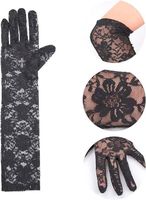 Set Gothique Dentelle Noir : Gants Longs Jusqu'au Coude + Collier Ras De Cou - Style Lolita, Vampire, Halloween - Accessoire Cosplay, Soirée à Thème