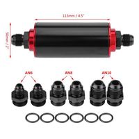 Filtre à Carburant Universel AN6 - 100 Microns - Aluminium Rouge - Haut Débit Pour Voiture/Camion - 6