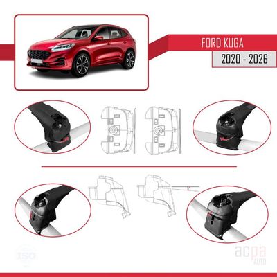 Compatible Avec Ford Kuga 3  CX482  2020-2024 HOOK Model Barres De Toit Railing Porte Bagages De Voiture Noir Aluminium 2 Barres