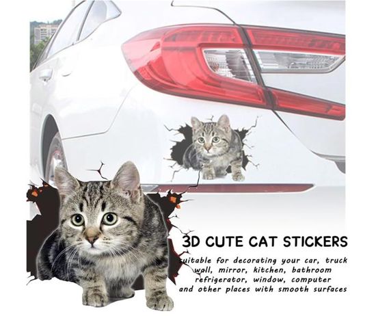 Stickers De Voiture 3D Stickers De Chat Mignon Stickers De Mur à Thème Animalier Stickers De Voiture Décoration Personnalisé - Auto
