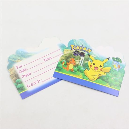 Pokemon Go X 10 Cartes Pokemon Aller Fete D Anniversaire Invitations Pokemon Enveloppes
