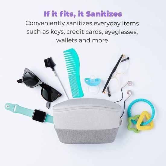 Sac Désinfectant UV-C HoMedics - Stérilisateur Portable Pour Téléphone, Clés, Lunettes - 99,9% Bactéries