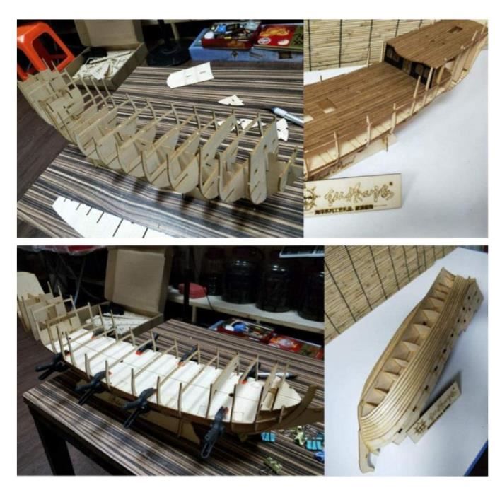 Maquette Bateau ROKR 3D En Bois - Voilier Mécanique 1:100, 45 Cm - Kit DIY Sans Colle, 10h De Montage - Cadeau Adulte 14+