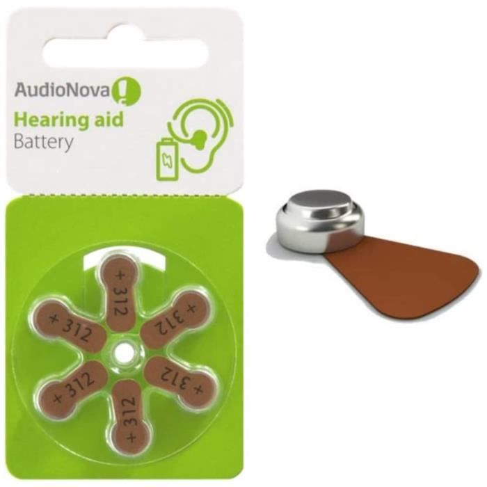 AudioNova Piles auditives Taille 312 marron, sans mercure zinc air 1