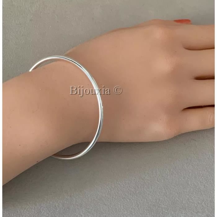 Bracelet Jonc Rigide Argent Massif 925 Rhodié - Taille 5,8 Cm - Pour Fille/ado - Bijouxia