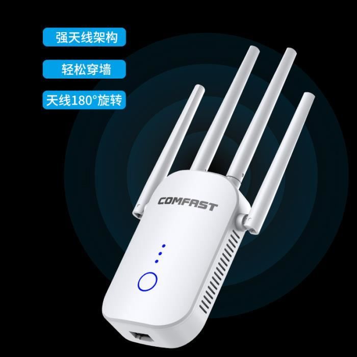 Repeteur WiFi, Amplificateur de portée WiFi 1200 Mbps, répéteur 2500 pieds, double bande 2,4 et